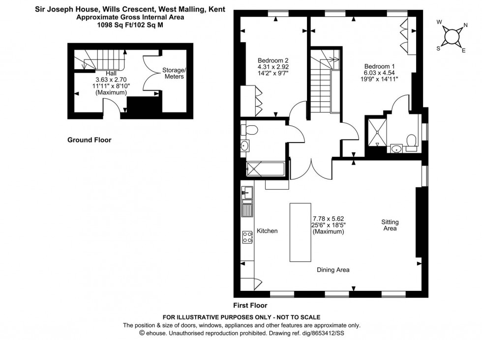 Floorplan for Sir Joseph House, Wills Crescent, Leybourne Chase