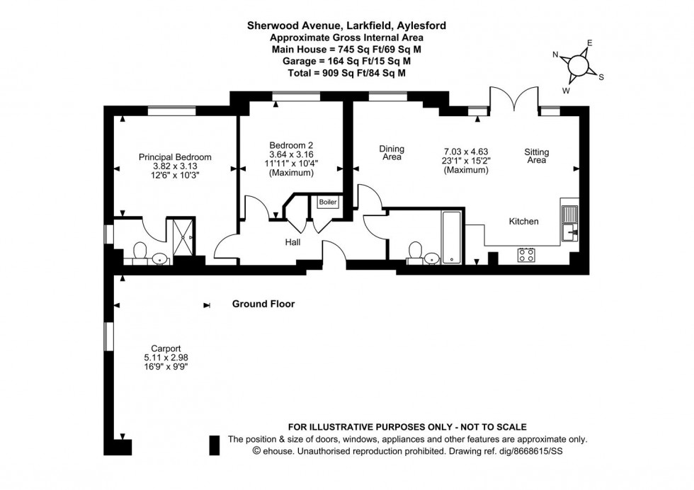 Floorplan for Sherwood Avenue, Larkfield, Aylesford