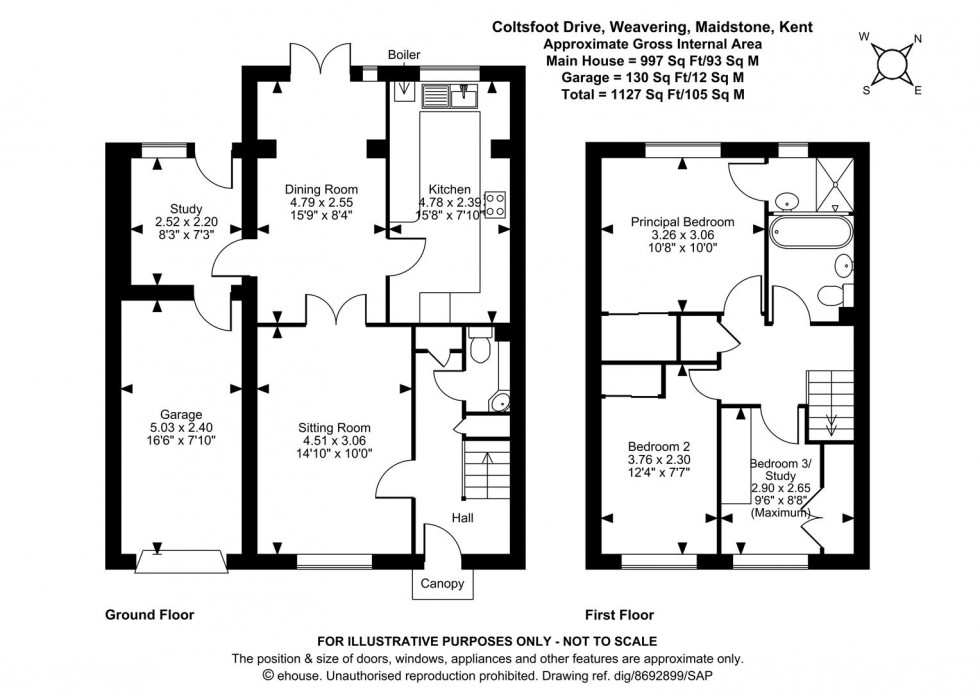 Floorplan for Coltsfoot Drive, Weavering, Maidstone
