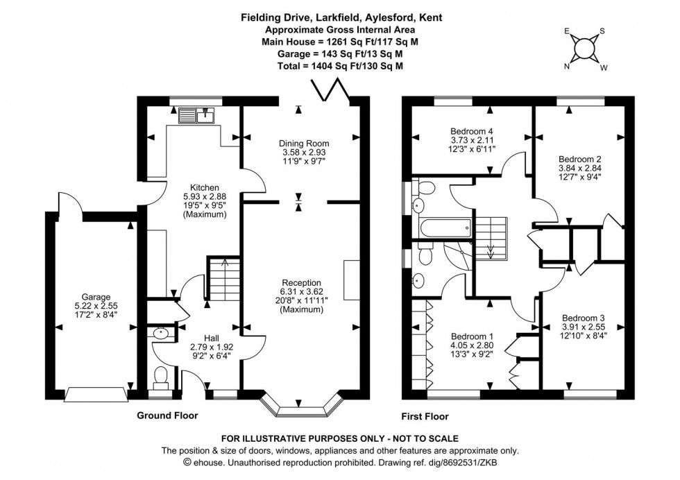 Floorplan for Fielding Drive, Larkfield, Aylesford