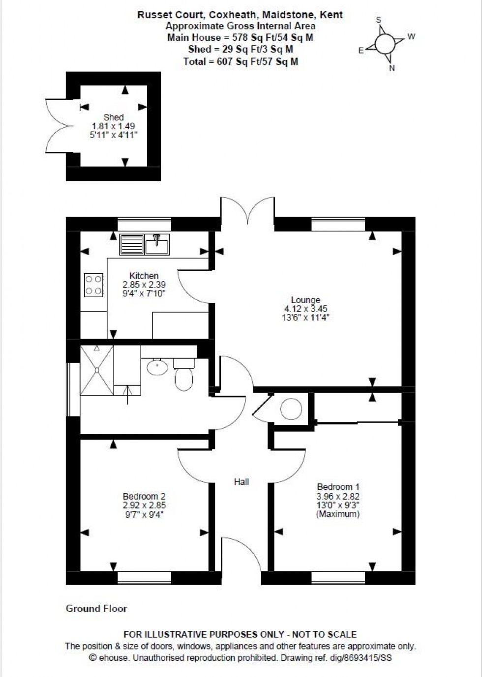 Floorplan for Russet Court, Coxheath, Maidstone
