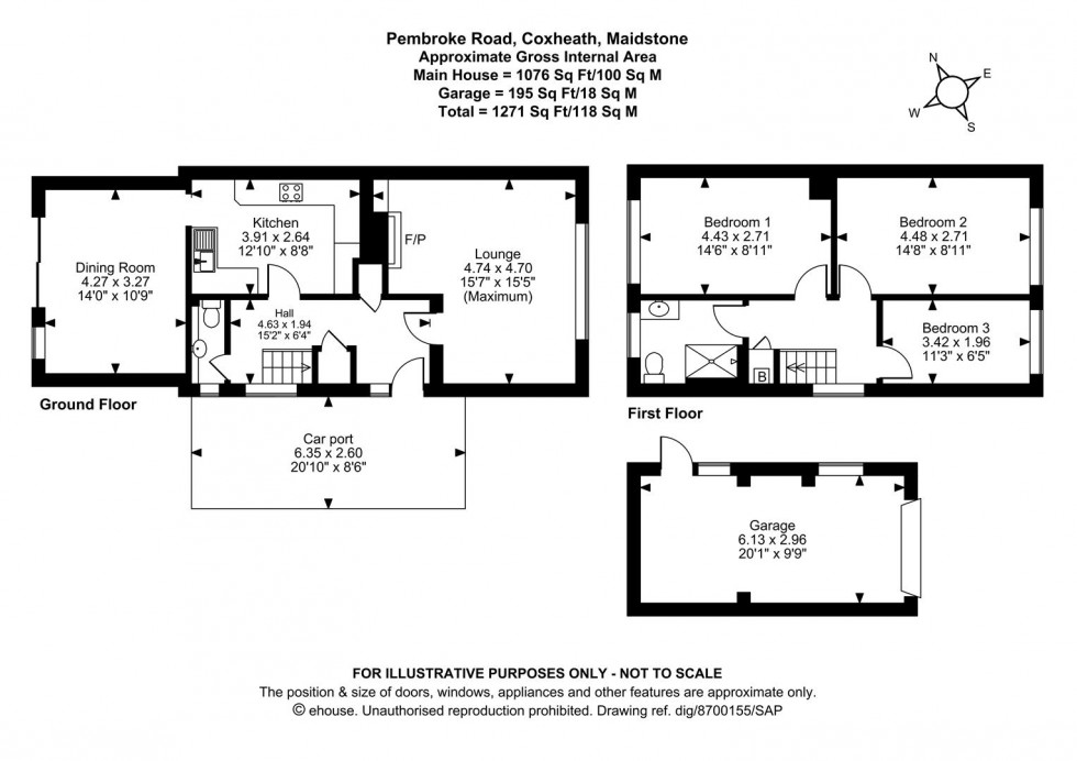 Floorplan for Pembroke Road, Coxheath, Maidstone